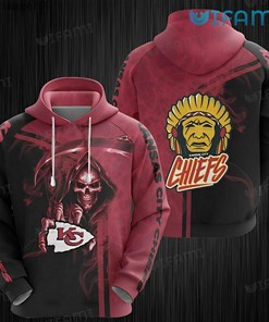 Kansas City Chiefs 3D Hoodie with Field Football Helmet Sketch