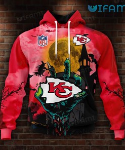 Kansas City Chiefs 3D Hoodie with Halloween Hand Hold Logo - Perfect Gift