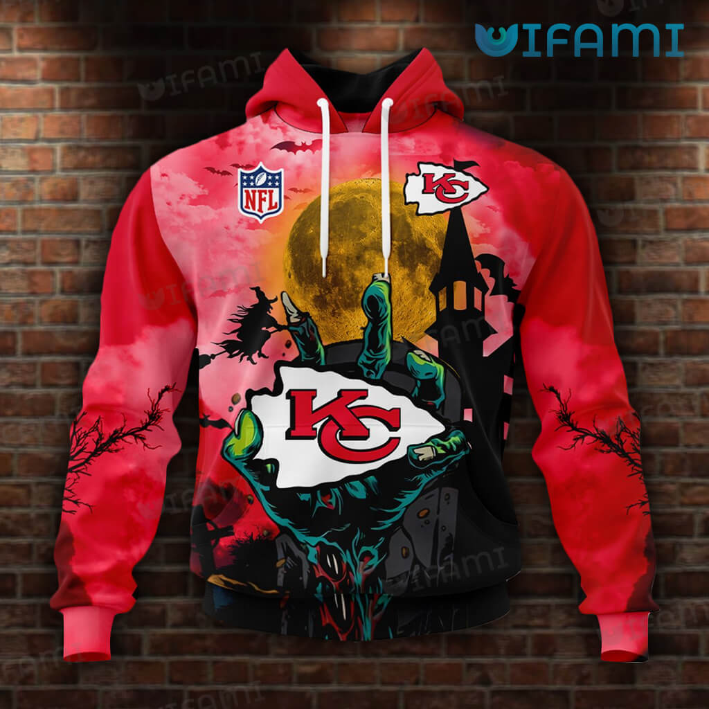Kansas City Chiefs 3D Hoodie with Halloween Hand Hold Logo - Perfect Gift