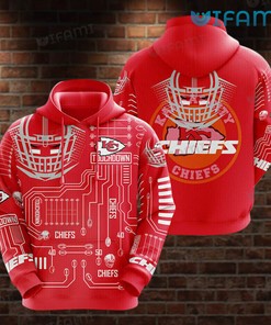 Kansas City Chiefs Field Football Helmet Sketch 3D Hoodie for Fans