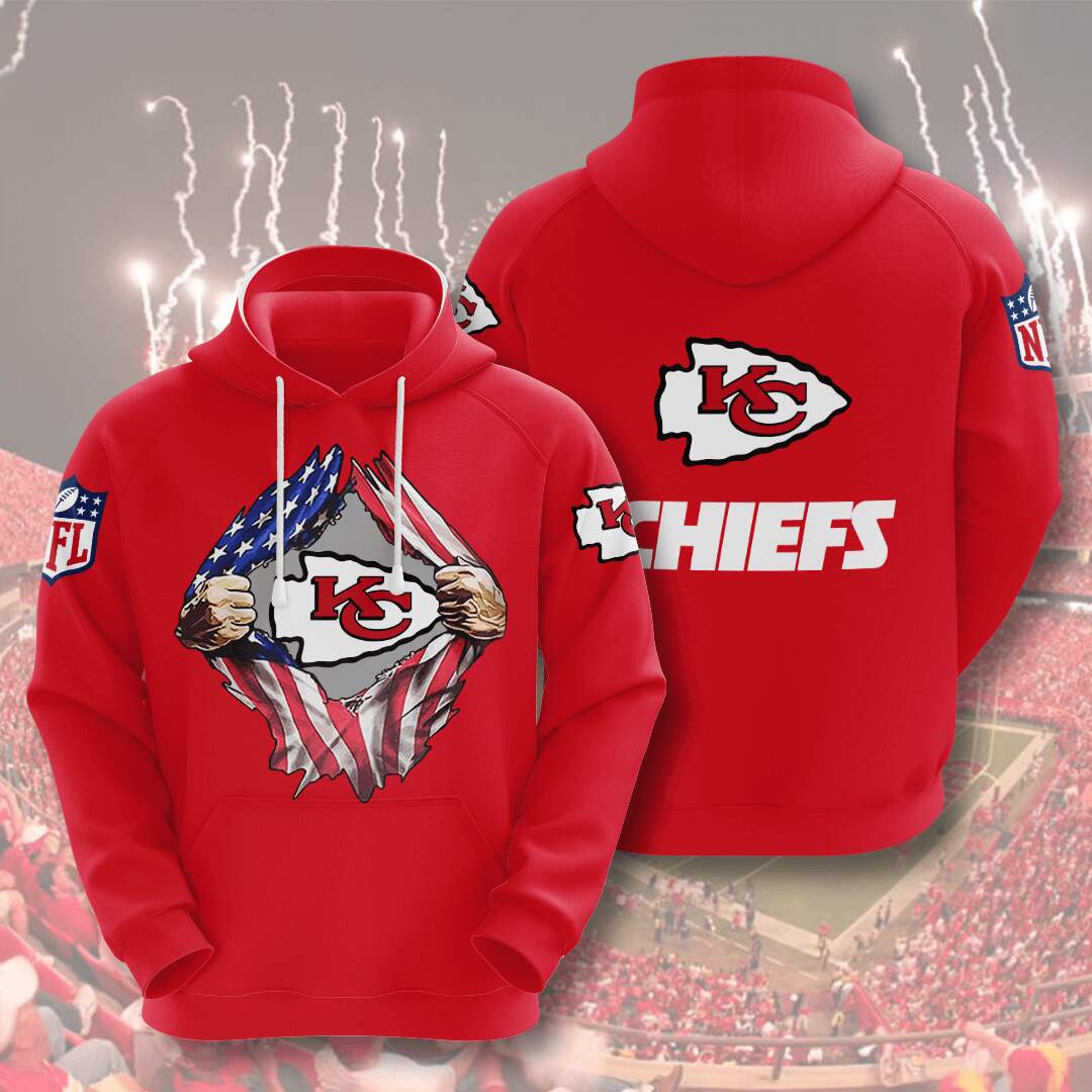 Kansas City Chiefs Men's 3D Hoodie with Zipper