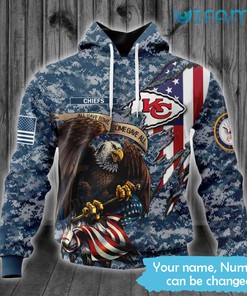 Kansas City Military 3D Hoodie with All Gave Some Some Gave All Eagles USA Flag and Chiefs Logo