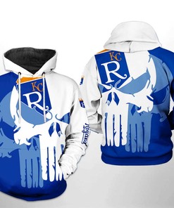 Kansas City Royals MLB 3D All-Over Print US Flag Skull Zipper Hoodie