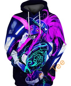 K/da Akali Pop Star All Over Print Zip Up Hoodie Men