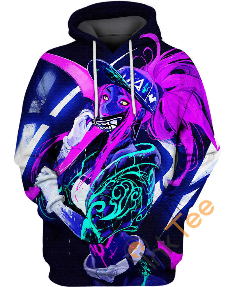 K/da Akali Pop Star All Over Print Zip Up Hoodie Men