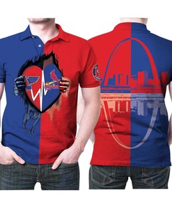 Keep Your Heartbeats Steady with Our St. Louis Blues Logo Ripped Heart 3D All-Over Print Polo Shirt