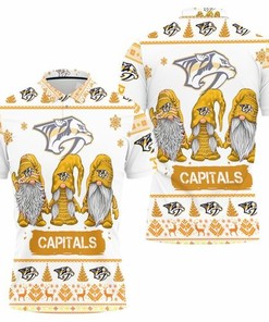 Keep it Cool and Casual with Nashville Predators Christmas Gnomes on a Breathable 3D All-Over Print Polo Shirt