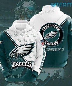 Kelly Green White Philadelphia Eagles Logo 3D Hoodie with Custom Print