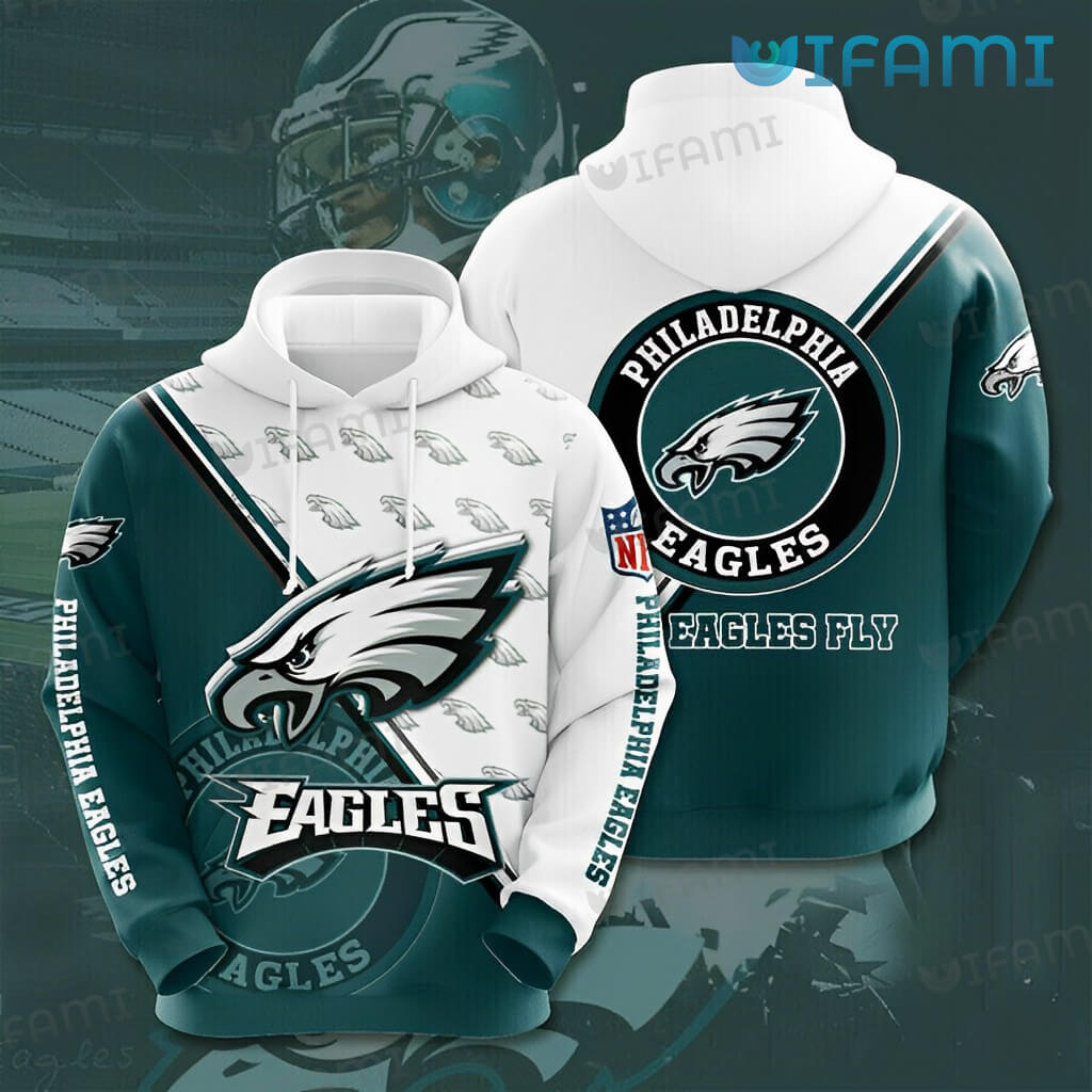 Kelly Green White Philadelphia Eagles Logo 3D Hoodie with Custom Print