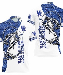 Kentucky Wildcats NCAA Fishing Lover 3D Jersey Polo Shirt - All Over Print Shirt - Breathable Fabric - Perfect for Fans