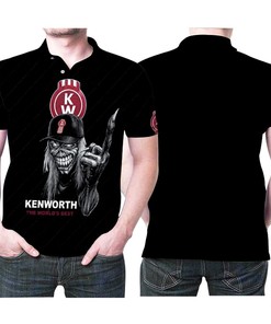 Kenworth World's Best Maiden Skull 3D Print Polo Shirt - All Over Print Shirt - Breathable Fabric - Perfect for Fans