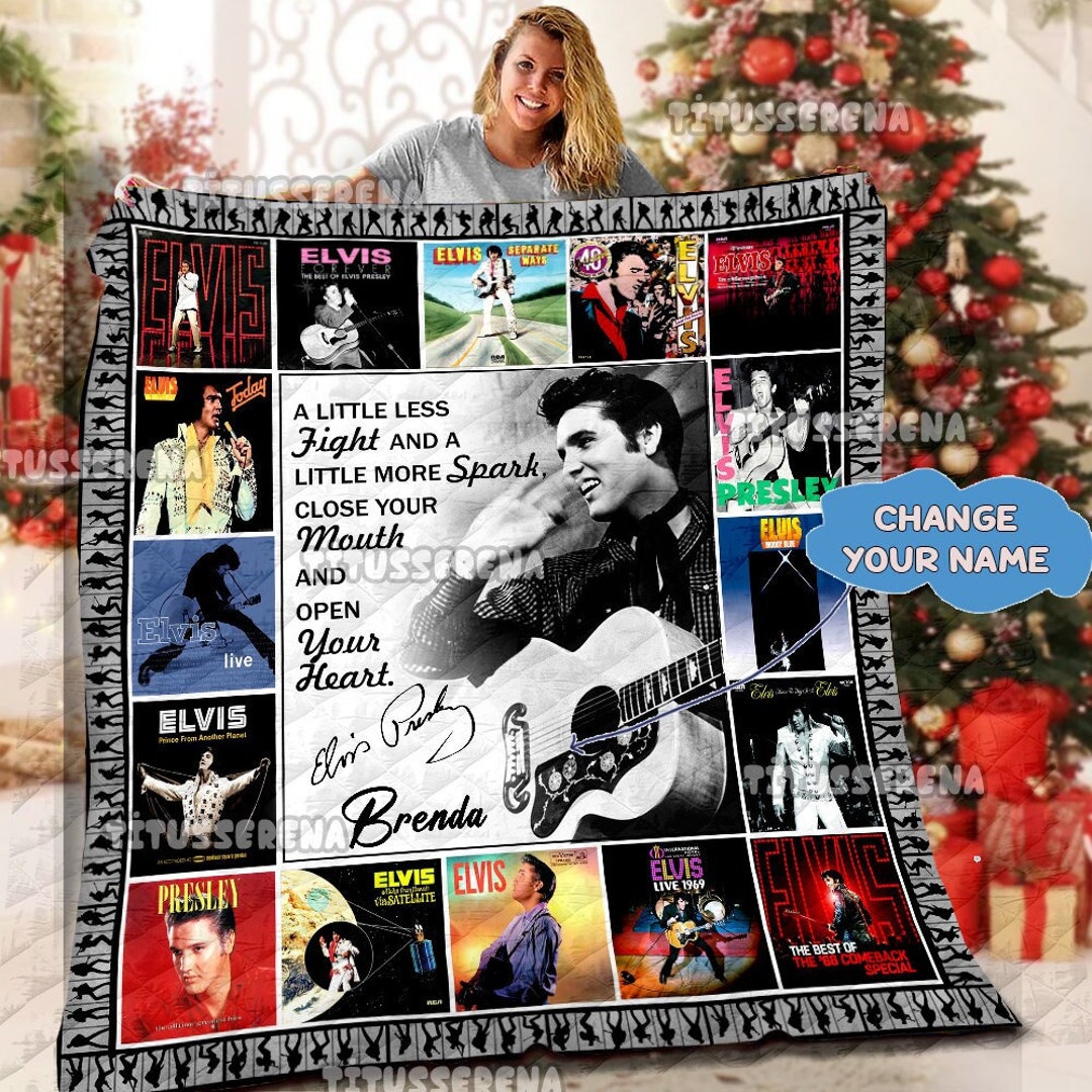 King of Rock and Roll - Personalized Elvis Presley Quilt Blanket Gift
