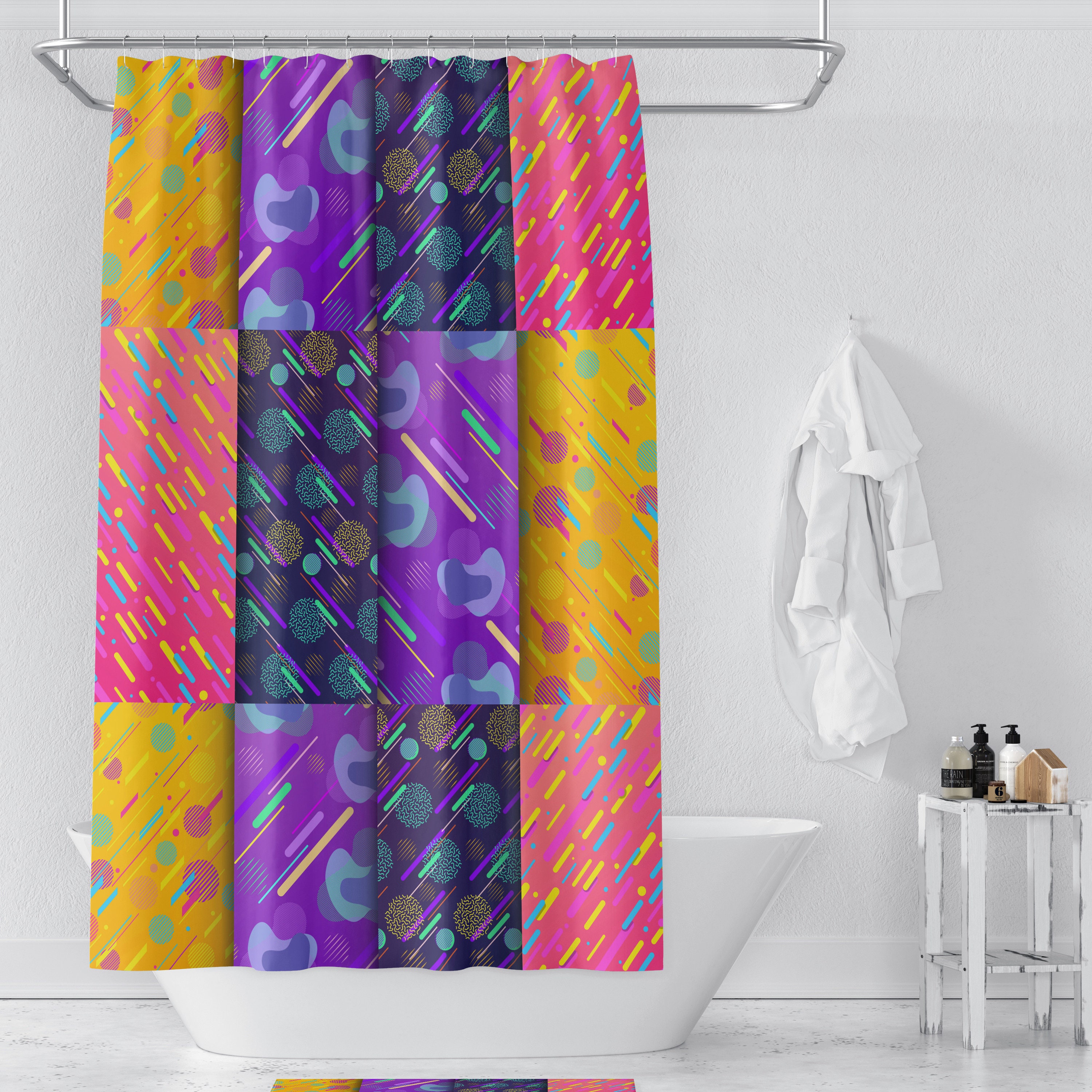 Kitschy Retro Shower Curtain with Coordinating Bath Mat and Towels - Image 3