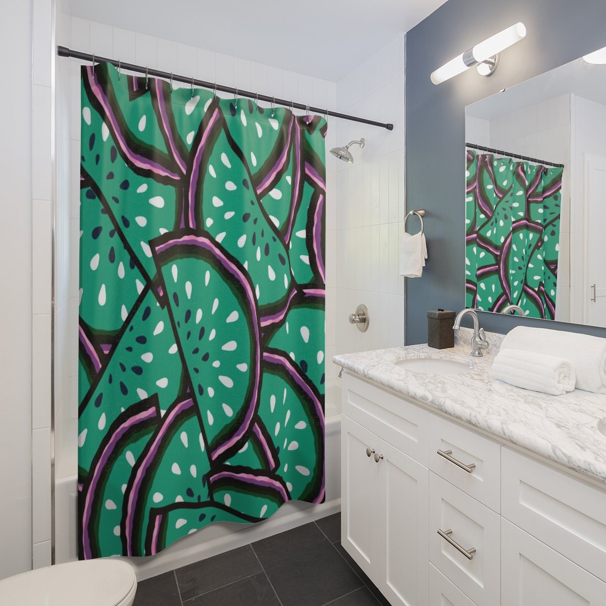 Kiwi Fruit Shower Curtain | Green Shower Curtain | Housewarming Gift Idea | Printed Shower Curtain - Image 2