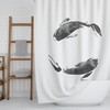 Koi Fish Shower Curtain, Japanese Art Bathroom Decor, Minimalist Black and White Bath Interior Design, Asian Boho Style
