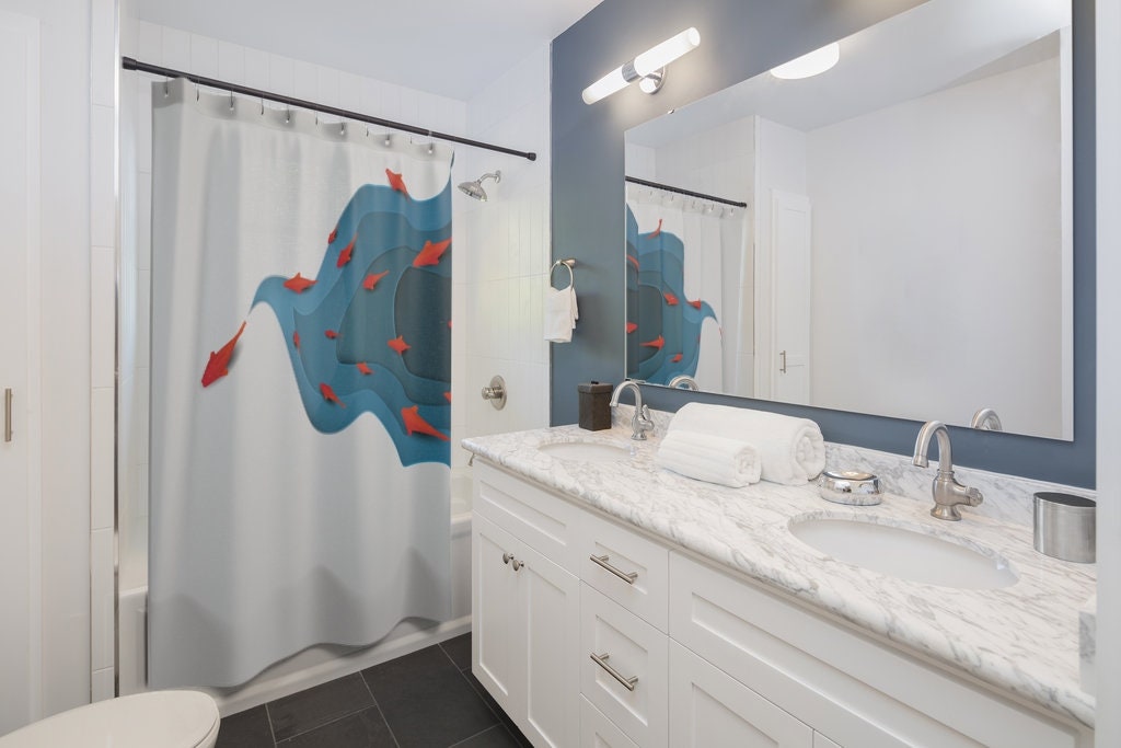 Koi Goldfish Feng Shui Pond Shower Curtain for a tranquil vibe - Image 2