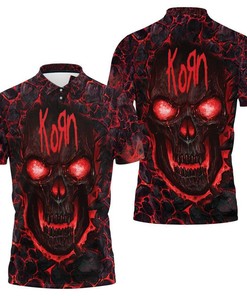 Korn Lava Skull 3D Full Jersey Personalized Polo Shirt with All Over Print and T-Shirt Combo