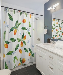 Kumquat Fruit Botanical Boho Shower Curtain, Nature Lover Gift, Fruit Bath Decoration