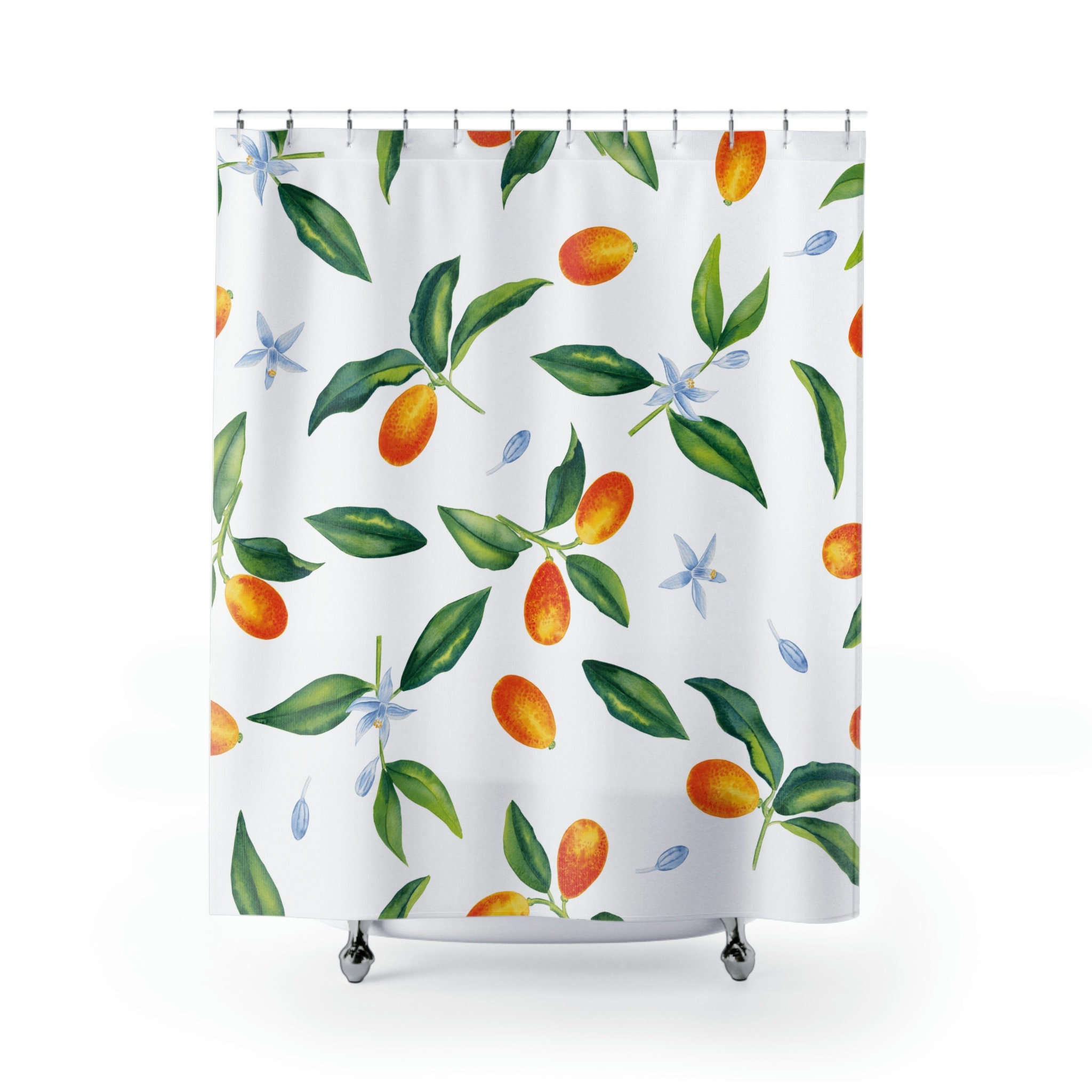 Kumquat Fruit Botanical Boho Shower Curtain, Nature Lover Gift, Fruit Bath Decoration - Image 2