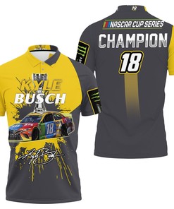 Kyle Busch Nascar Champion 2019 Fan Signed 3D Printed Polo Shirt with All Over Print and T-Shirt Combo