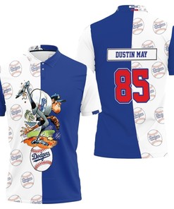 LA Dodgers Polo Shirt of Dustin May - Oil Paint Background All Over Print 3D T-Shirt with Personalized Design