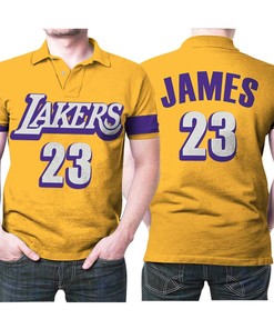 LA Lakers Lebron James 23 Nba Basketball 2020 Finished Swingman Yellow City Edition Jersey Style Gift Polo Shirt