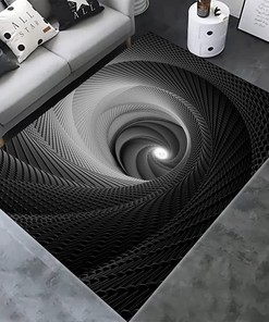 LIFKOME 3D Optical Floor Mat: A Black and White Plaid Rug with Optical Illusion Effect for Your Home