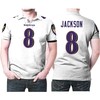 Lamar Jackson #8 NFL Great Player White 100th Season 3D Designed Allover Gift for Baltimore Fans Polo Shirt.