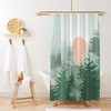 Landscape green trees Shower Curtain | Moon over Pine Forest fabric Bathroom Curtain & Mat | Home bathroom Set Decor