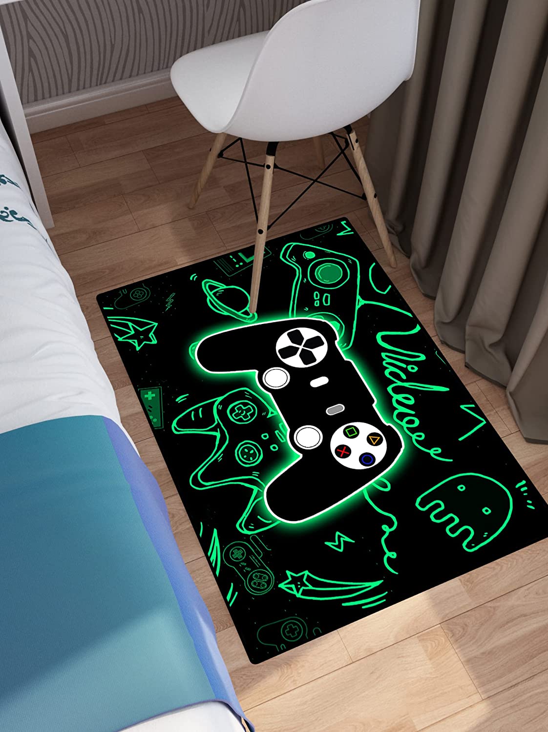 Large 3D Gamer Area Carpet for Boys' Bedroom Gaming Area Rug with Video Game Rugs