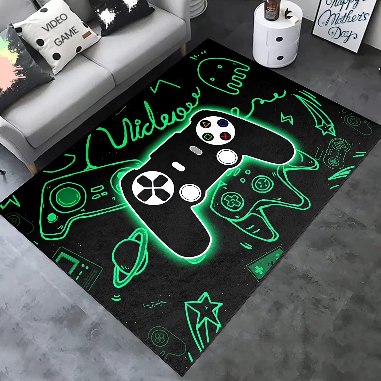 Large 3D Gamer Area Carpet for Boys' Bedroom Gaming Area Rug with Video Game Rugs - Image 4