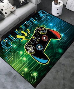 Large 3D Gamer Area Rug with Custom Name for Living Room and Bedroom