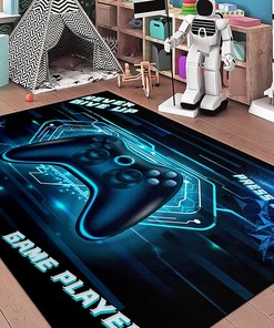 Large 3D Gamer Area Rugs for Boys Bedroom with Controller Gaming Rug