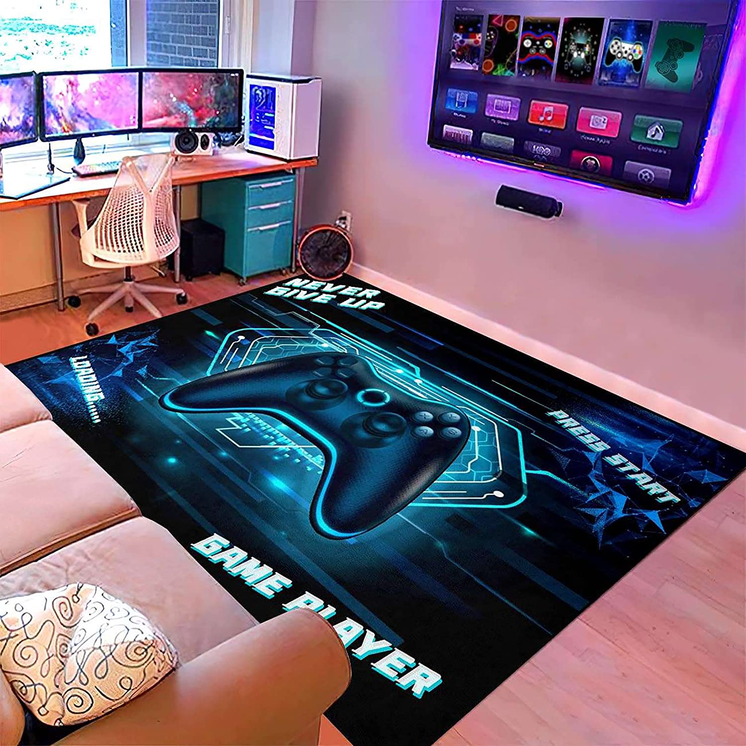 Large 3D Gamer Area Rugs for Boys Bedroom with Controller Gaming Rug - Image 4