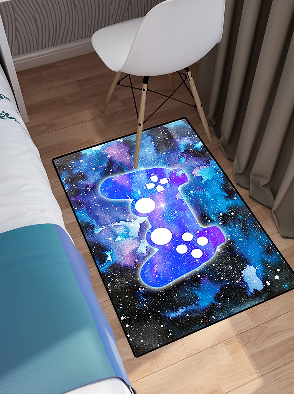 Large 3D Gamer Carpet with Colorful Gamepad Print Design for Boys' Gaming Area Rugs in Living Room, Bedroom and Play Mat