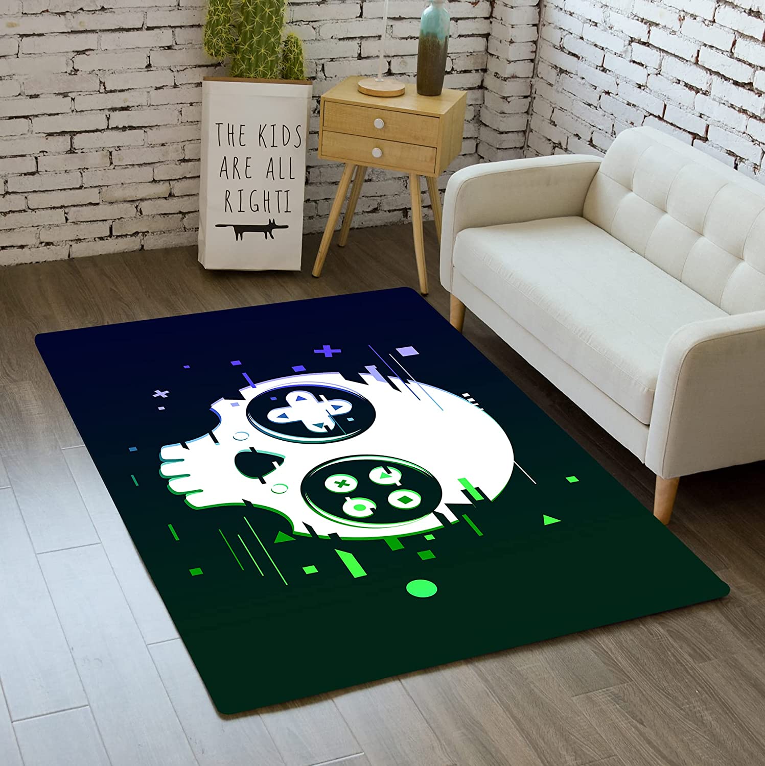 Large 3D Printed Gamepad Controller Area Rugs for Boys' Living Room and Bedroom Home Decor