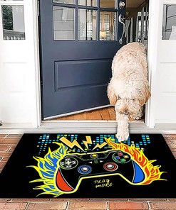 Large 3D Printed Gamepad Controller Area Rugs for Cool Video Game Rug: Teen Boys and Kids Playroom Bedroom Decor