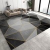 Large 70s Style Grey and Geometric Rubber Backed Area Rugs - Abstract Modern Living Room Decorative Carpet