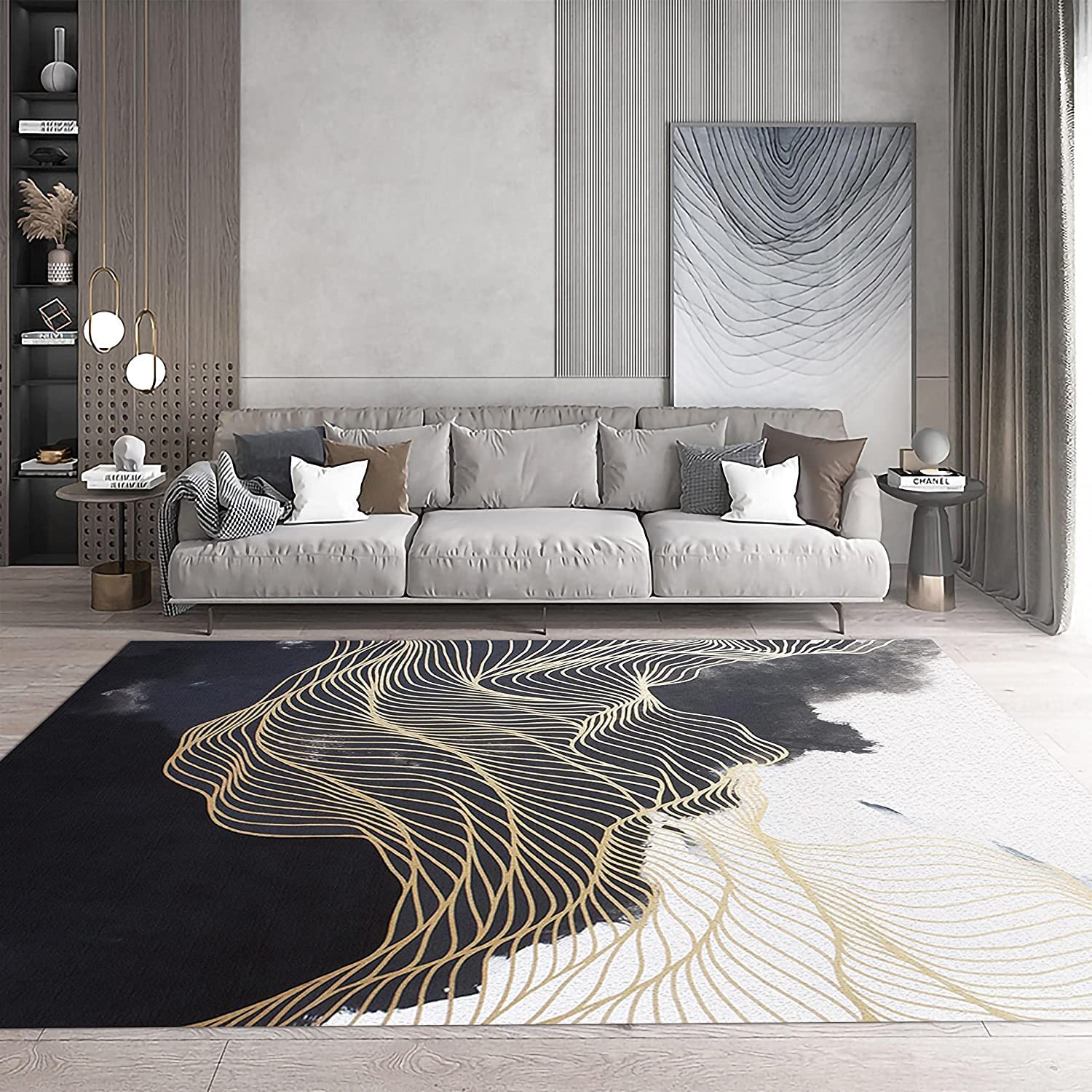 Large 70s Style Marble Pattern Area Rug for Stylish Bedroom Office Study Dining Room Decor - Image 3