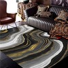 Large 70s Style Marble Pattern Area Rug with Unique Abstract Corrugation Living Room Decorative Carpet Design