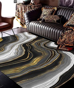 Large 70s Style Marble Pattern Area Rug with Unique Abstract Corrugation Living Room Decorative Carpet Design