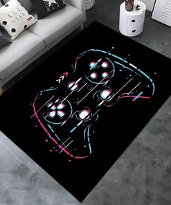 Large Black Game Area Rug - Ideal for Living Room and Bedroom Decor