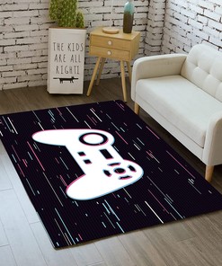 Large Black Gamepad Controller Design 3D Gamer Area Rug for Boys' Room, Living Room, and Play Mat