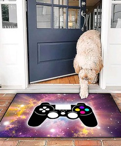 Large Blue Starry Sky Printed Gamepad Controller Rugs for Boys' Gamer Theme Carpets in Bedroom and Living Room