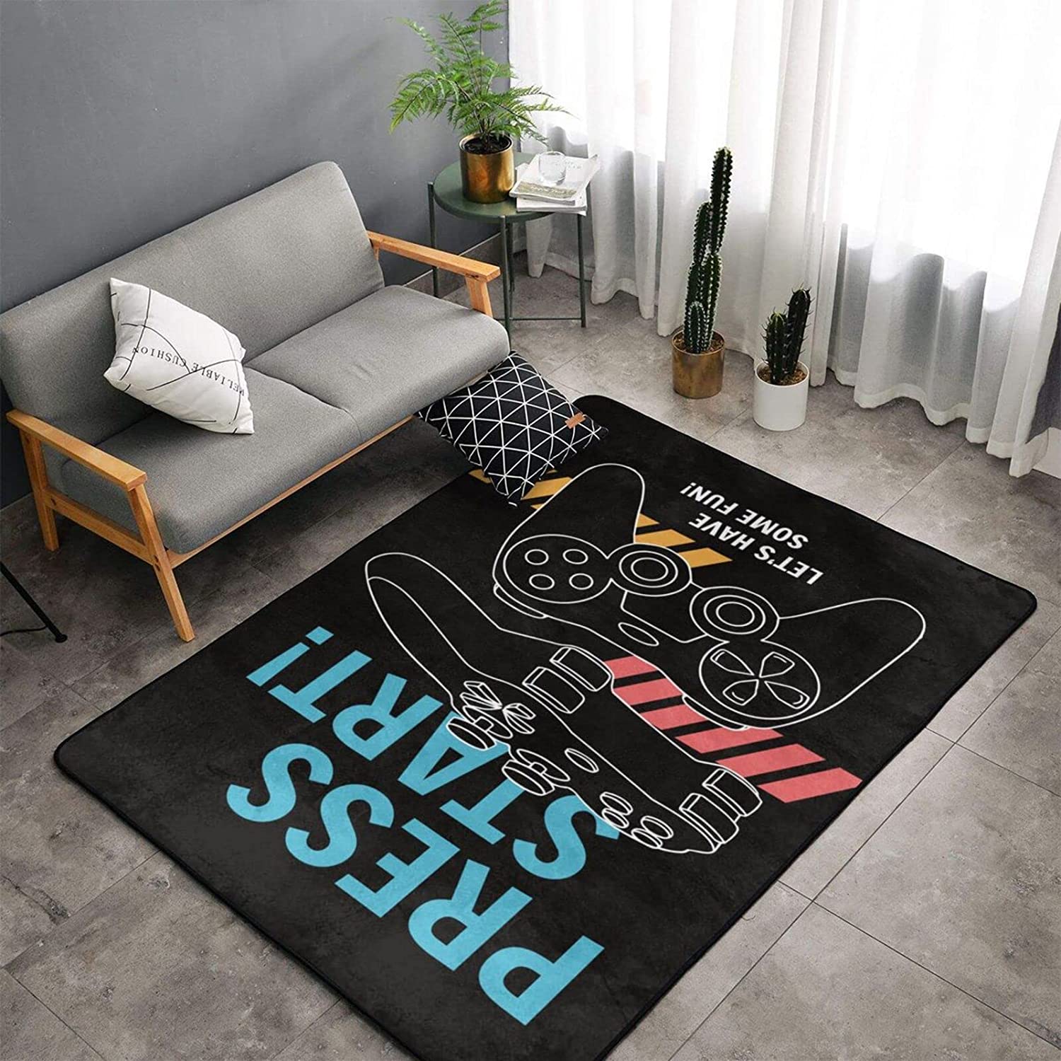 Large Decorative Game Area Rug with Controller Pattern - Perfect Gift for Boys and Home Flooring