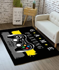 Large Dreamy Starry Sky Printed Gamepad Controller Rugs for Boys' Gamer Theme Carpets in Bedroom and Living Room