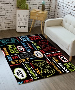 Large Future Game Theme Blue Starry Sky Gamepad Controller Printed Rugs for Boys' Gamer Theme Carpets in Home Decor