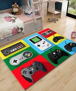 Large Gamepad Living Room Mat for Boys' Bedroom - Non-Slip Polyester Gamer Carpets With T-Shirt, Hoodie, Sweatshirt Game room rugs