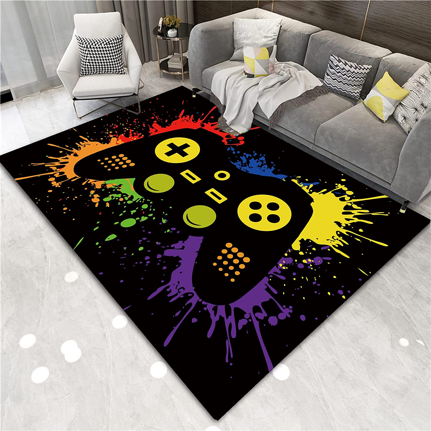 Large Gaming Area Rug with 3D Printed Game Controller Floor Mat Design for Boys Room - Image 2