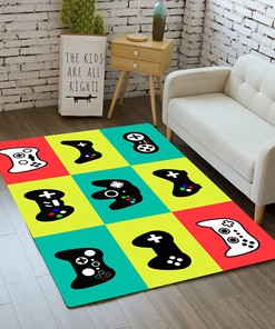 Large Gaming Desk Floor Mat with Gamepad Controller Design for Boys' Bedroom and Playroom